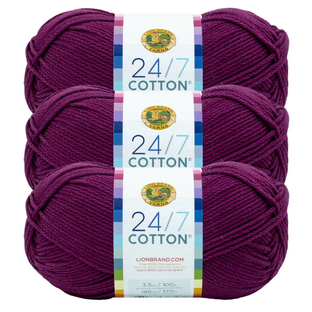 Lion Brand Yarn 24/7 Cotton 3 Pack