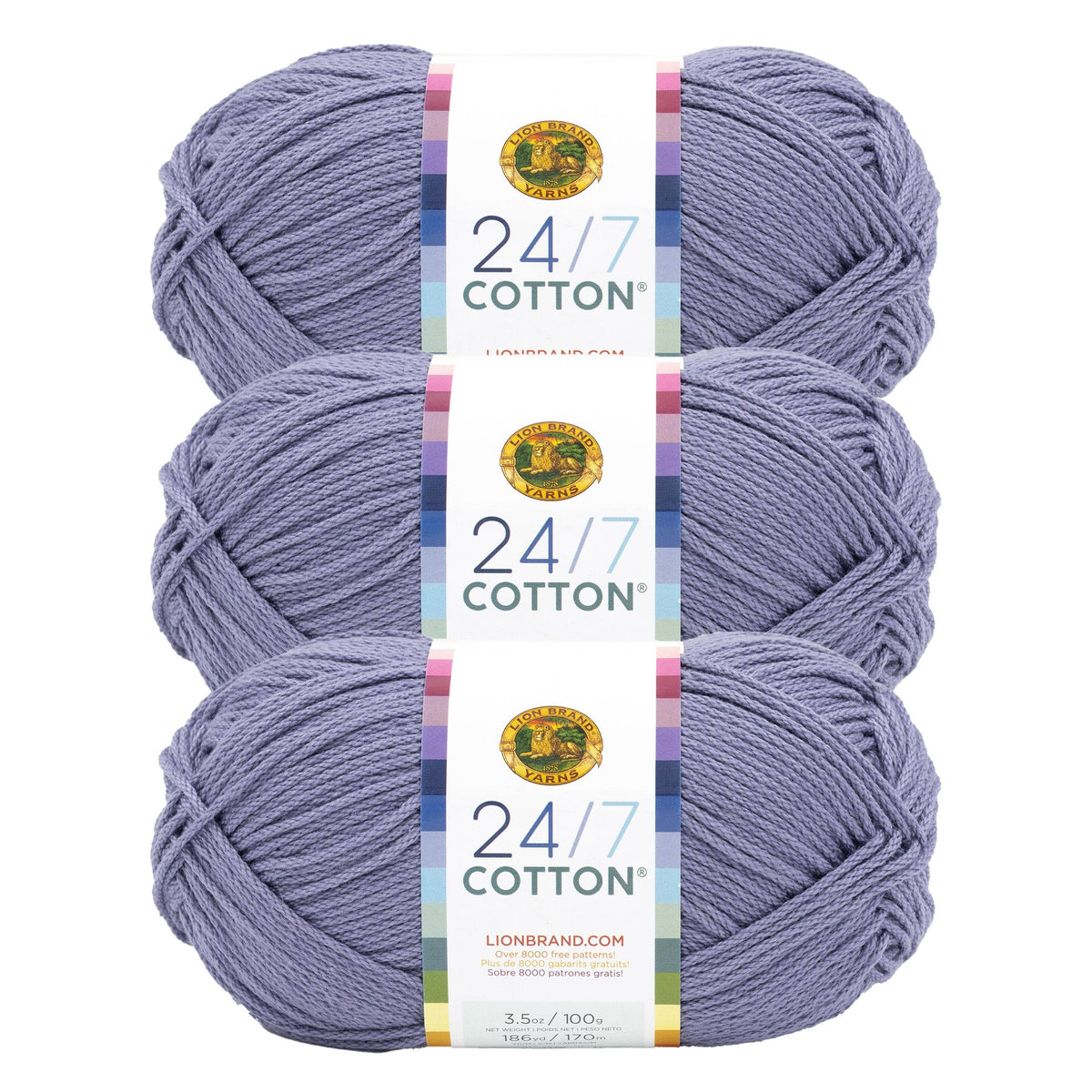Lion Brand Yarn 24/7 Cotton 3 Pack