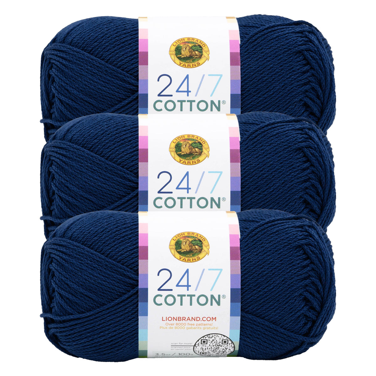Lion Brand Yarn 24/7 Cotton 3 Pack