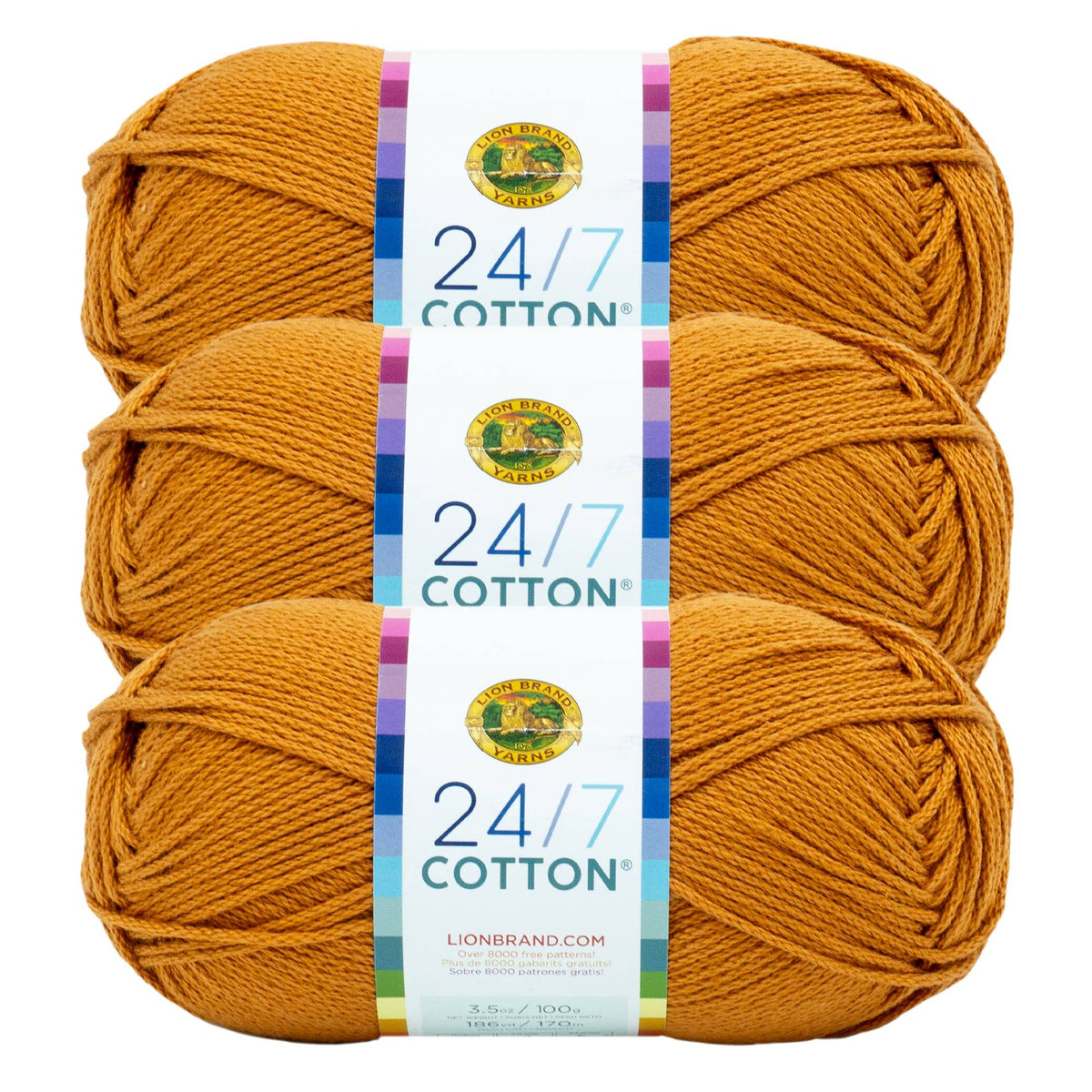 Lion Brand Yarn 24/7 Cotton 3 Pack