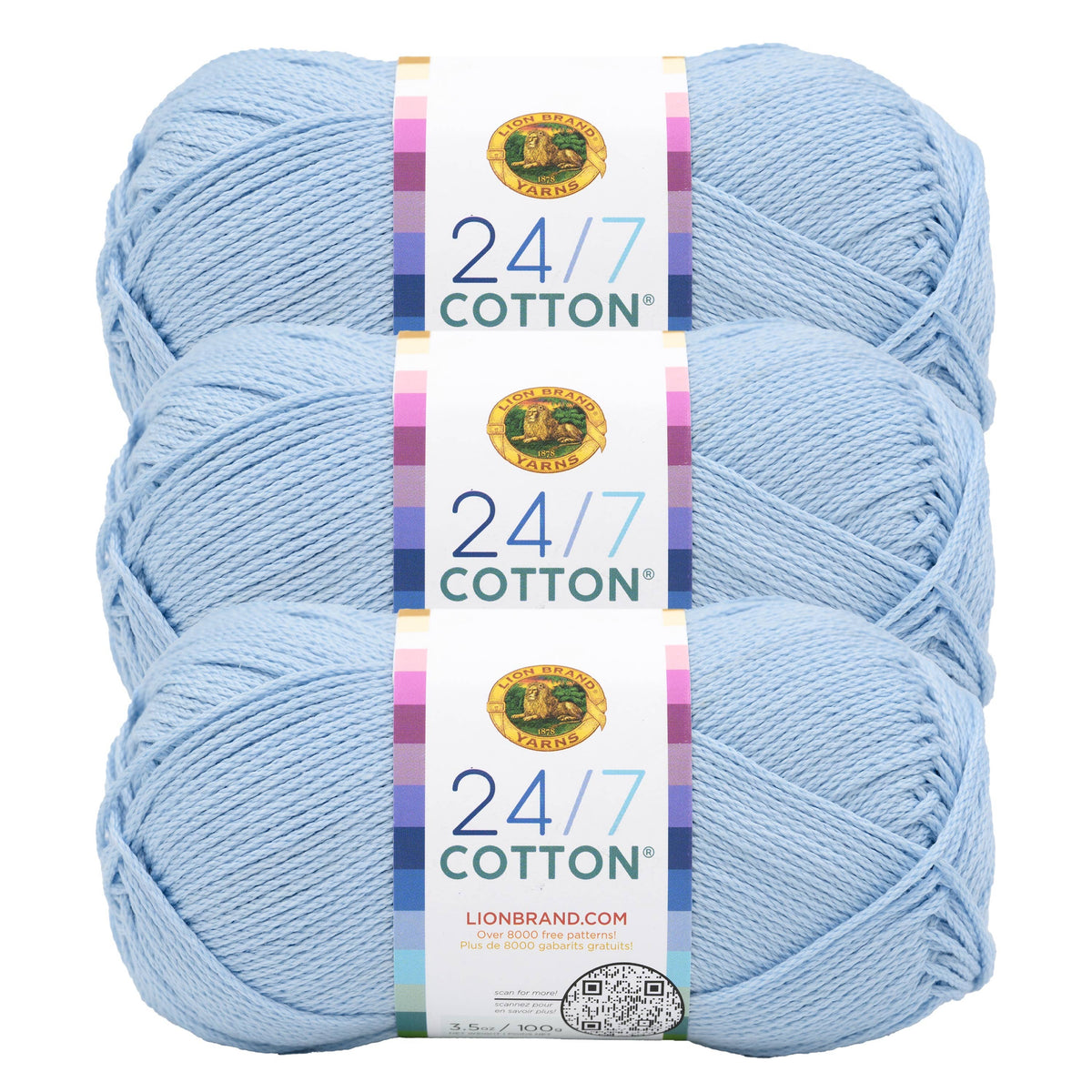 Lion Brand Yarn 24/7 Cotton 3 Pack
