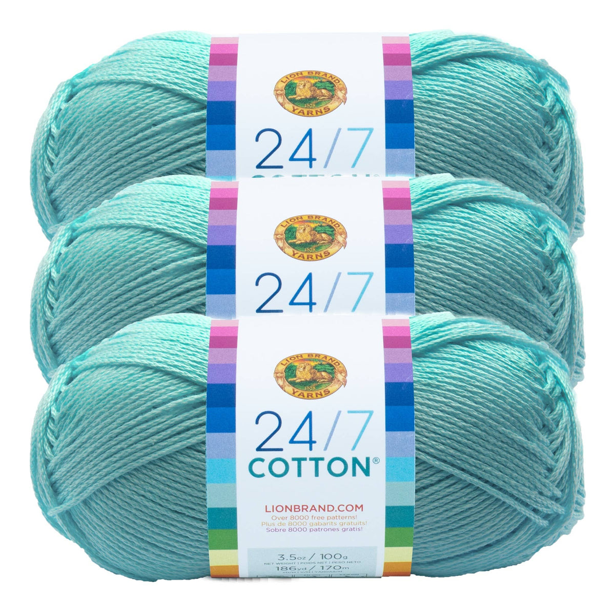 Lion Brand Yarn 24/7 Cotton 3 Pack