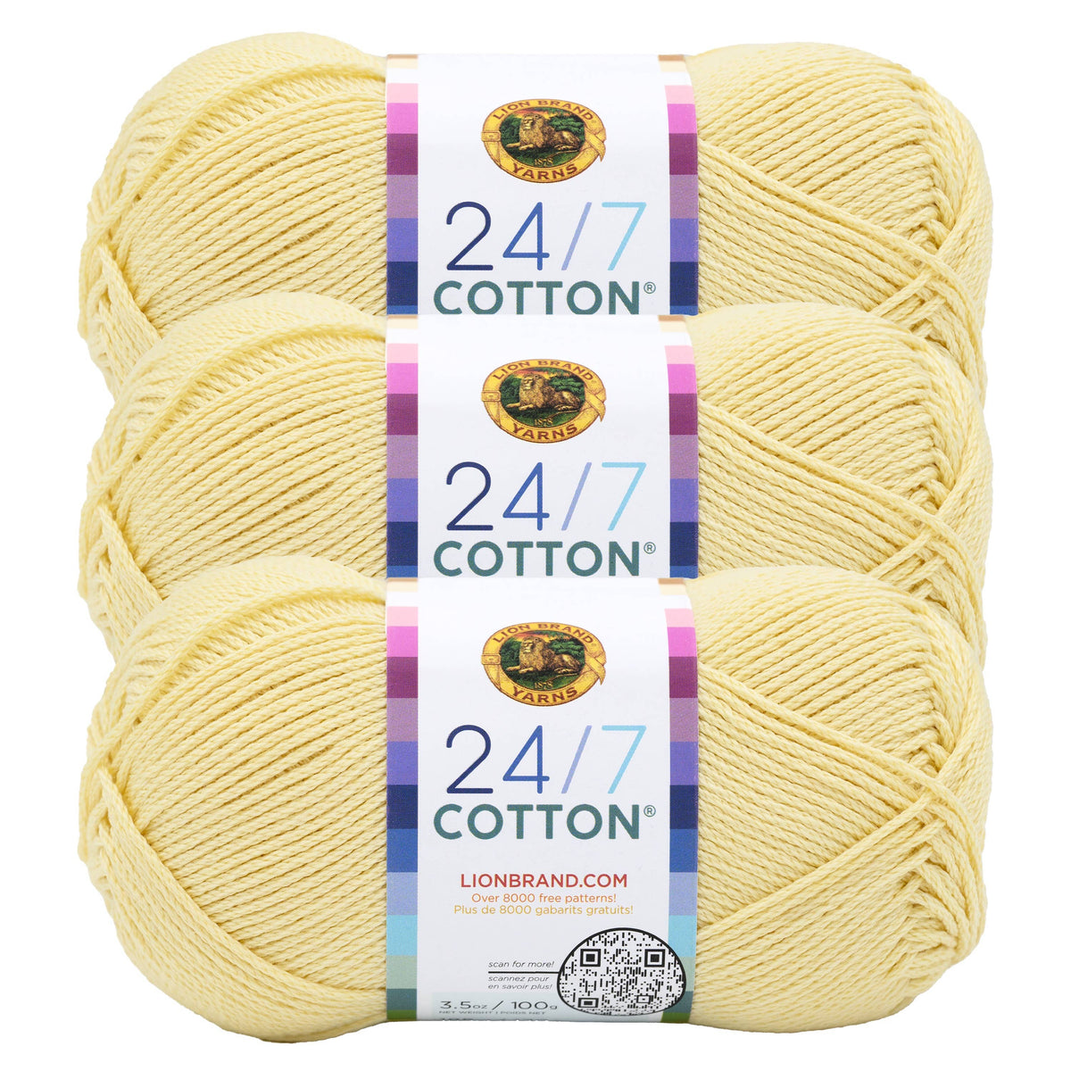 Lion Brand Yarn 24/7 Cotton 3 Pack