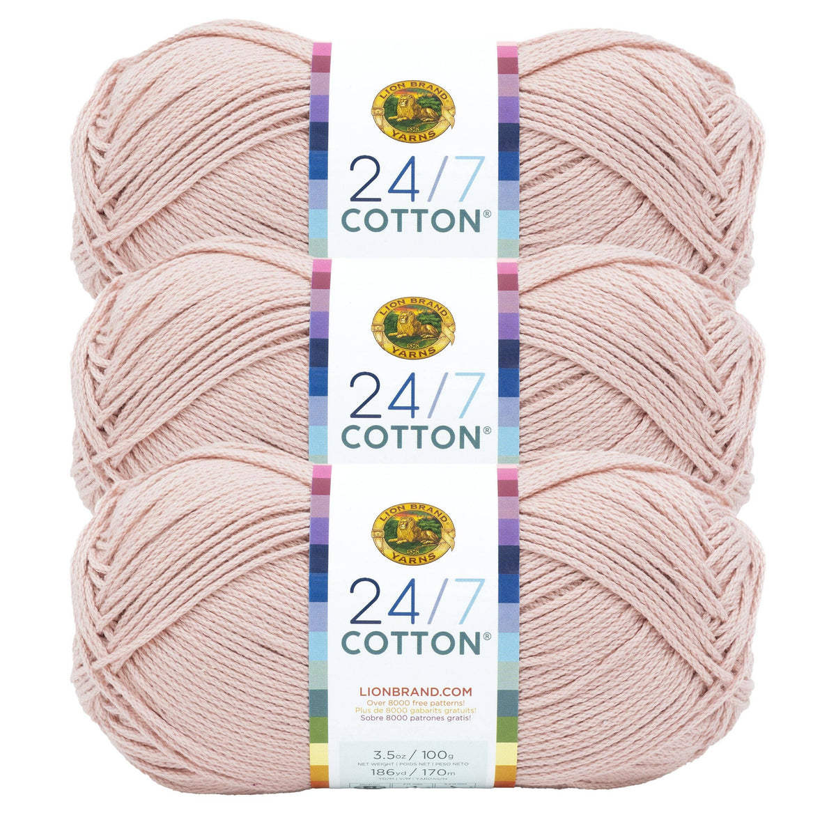 Lion Brand Yarn 24/7 Cotton 3 Pack